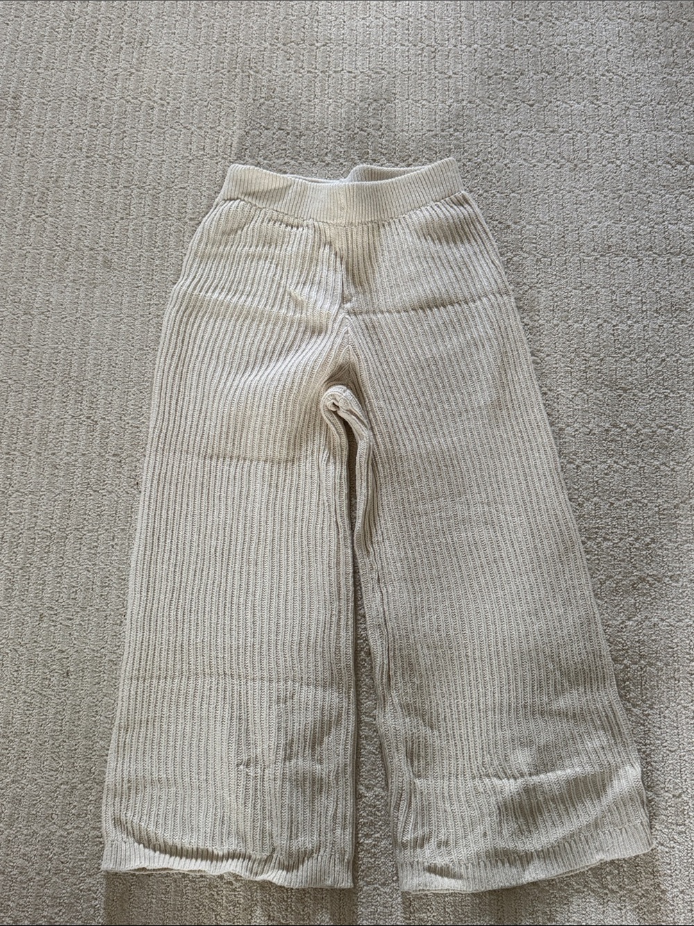 moon & madison Cream Ribbed Wide-Leg Sweatpants